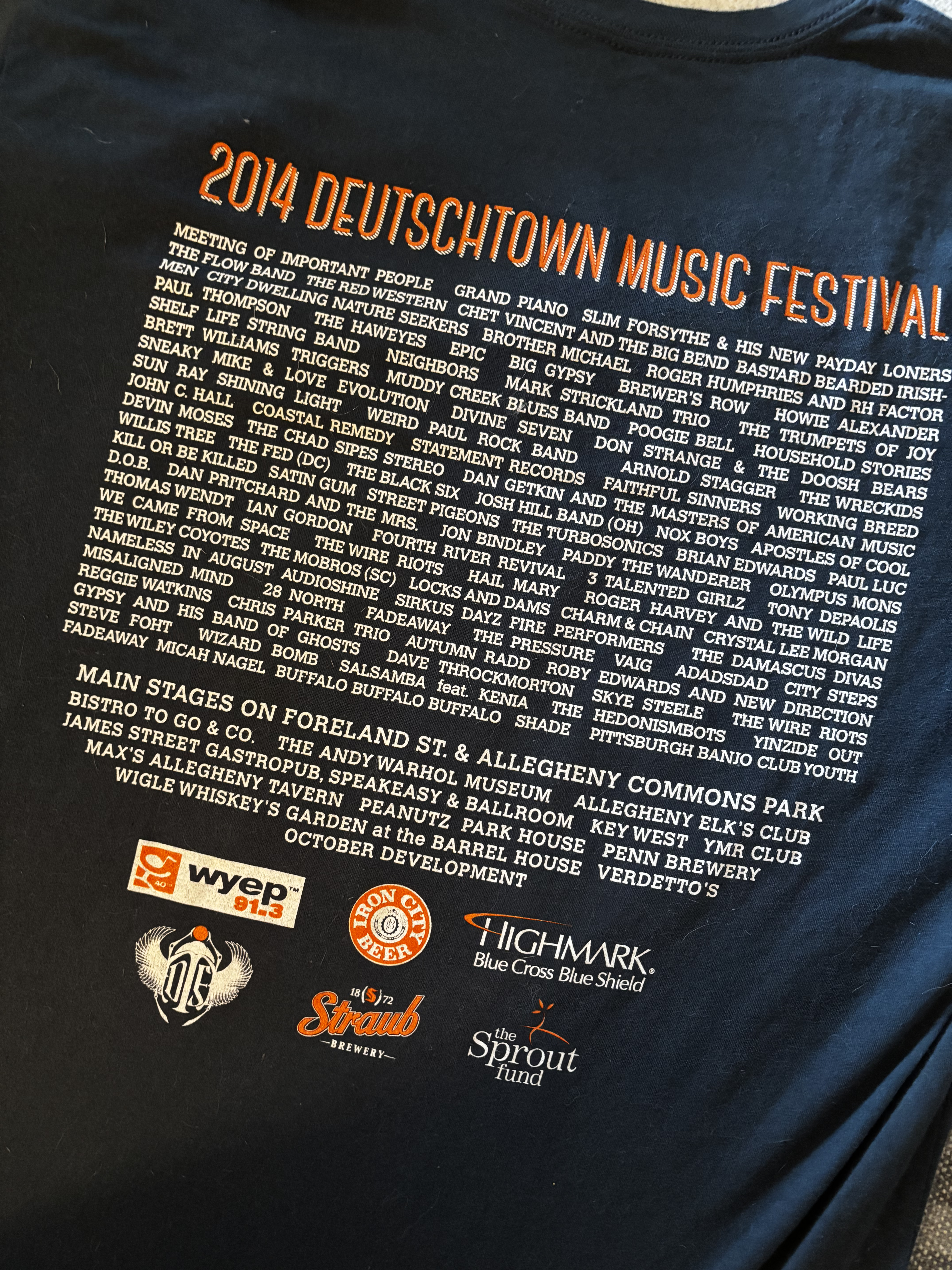 Front of official shirt of the 2014 Deutschtown Music Festival.